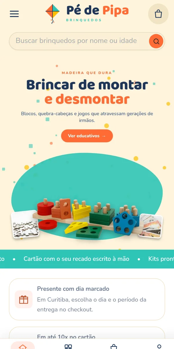 A loja Pé de Pipa aberta no celular